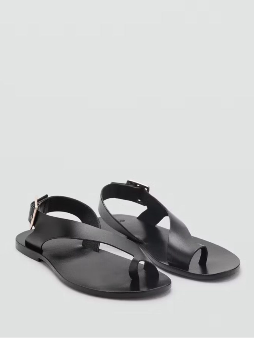 MANGO LEATHER SANDALS WITH CROSS STRAP